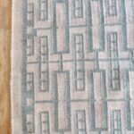 Aqua and Cream Geometric Cotton Wool Rug, Rectangular Trellis Area Rug for Living Room and Nursery view 9