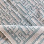 Aqua and Cream Geometric Cotton Wool Rug, Rectangular Trellis Area Rug for Living Room and Nursery view 2