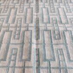 Aqua and Cream Geometric Cotton Wool Rug, Rectangular Trellis Area Rug for Living Room and Nursery view 6