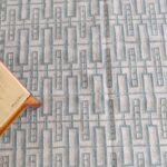 Aqua and Cream Geometric Cotton Wool Rug, Rectangular Trellis Area Rug for Living Room and Nursery view 5