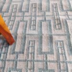 Aqua and Cream Geometric Cotton Wool Rug, Rectangular Trellis Area Rug for Living Room and Nursery view 3