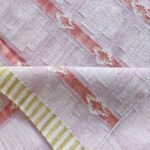 Boho Pink Geometric Diamond Rug – Striped Wool Cotton Carpet with Gold Border, Pink and Red Striped Runner Rug for Hallway or Bedroom view 4