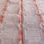 Boho Pink Geometric Diamond Rug – Striped Wool Cotton Carpet with Gold Border, Pink and Red Striped Runner Rug for Hallway or Bedroom view 3