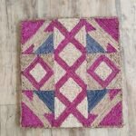 8×10 Hand Braided Jute Rug | Pink Diamond Geometric Area Rug | Woven Tribal Pattern Carpet | Natural Fiber Colorful Accent Rug view 3