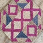 8×10 Hand Braided Jute Rug | Pink Diamond Geometric Area Rug | Woven Tribal Pattern Carpet | Natural Fiber Colorful Accent Rug view 4