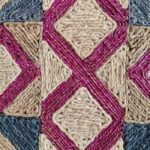 8×10 Hand Braided Jute Rug | Pink Diamond Geometric Area Rug | Woven Tribal Pattern Carpet | Natural Fiber Colorful Accent Rug view 5