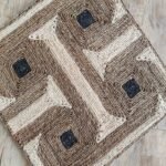Hand Braided Trellis Jute Rug, Transitional Geometric Area Rug, Mid-Century Modern Room Decor, Natural Fiber Labyrinth Carpet view 5
