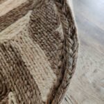 Hand Braided Trellis Jute Rug, Transitional Geometric Area Rug, Mid-Century Modern Room Decor, Natural Fiber Labyrinth Carpet view 2