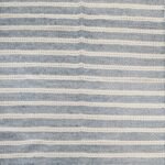 Farmhouse Striped Area Rug | Dusty Blue and Cream Handloom Carpet | Rustic Woven Cotton Wool Rug | Minimalist Living Room Decor view 1