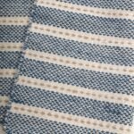 Farmhouse Striped Area Rug | Dusty Blue and Cream Handloom Carpet | Rustic Woven Cotton Wool Rug | Minimalist Living Room Decor view 5