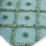Handwoven Cotton Wool Rug | Mint Green Tufted Diamond Area Rug | Boho Textured Carpet | Bohemian Geometric Room Decor | Handloom Rug view 5