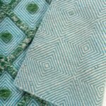 Handwoven Cotton Wool Rug | Mint Green Tufted Diamond Area Rug | Boho Textured Carpet | Bohemian Geometric Room Decor | Handloom Rug view 3