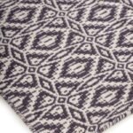 Cotton Wool Handloom Rug | Geometric Diamond Flatweave Carpet | Boho Living Room Area Rug | Kilim Style Woven Mat | Custom Size view 8