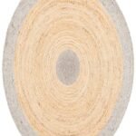 Braided Jute Rug Round | Natural and Gray Two Tone Floor Mat | Coastal Living Room Decor | Handmade Flatweave | Circular Jute Carpet view 7