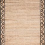 Handwoven Natural Jute Runner Rug with Black Wavy Border, Minimalist Jute Rug with Black Zig-Zag Border view 11