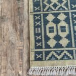 Navy Blue Southwestern Wool Area Rug, Rectangular Tribal Geometric Cotton Rug for Living Room, Farmhouse Bedroom Decor view 7