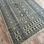 Navy Blue Southwestern Wool Area Rug, Rectangular Tribal Geometric Cotton Rug for Living Room, Farmhouse Bedroom Decor view 5