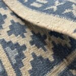 Navy Blue Southwestern Wool Area Rug, Rectangular Tribal Geometric Cotton Rug for Living Room, Farmhouse Bedroom Decor view 2