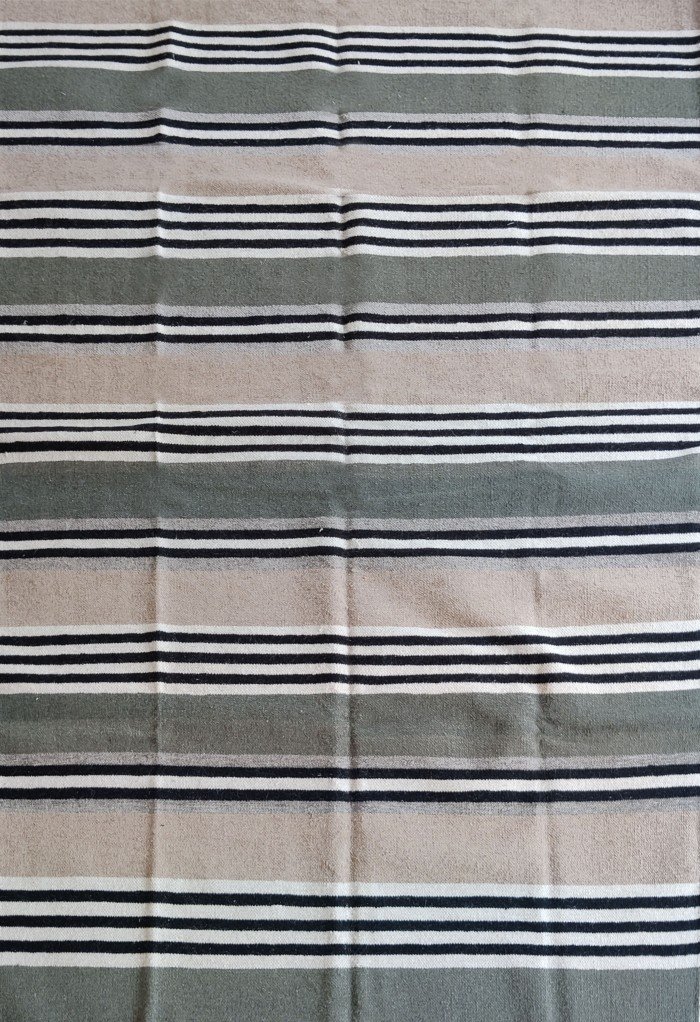 Sage Green Striped Wool Area Rug, Rectangular Cotton Rug for Living Room, Modern Farmhouse Bedroom Decor