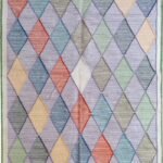 Multicolor Geometric Diamond Area Rug – Cotton Wool Blend Boho Rug for Living Room, Cozy Cotton Wool Blend Geometric Rug view 9