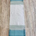 Eco-Friendly Cotton Yoga Rug | Washable Teal Blue Ashtanga Mat | Non-Toxic Natural Fiber Meditation Runner | Handloom Fringe Workout Mat view 10