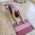 Woven Cotton Yoga Mat with Fringe, Pink & Beige Color Block Meditation Rug, Boho Eco-Friendly Ashtanga Mat, Minimalist Workout Runner view 9