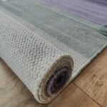 Handwoven Cotton Yoga Mat | Lavender & Mint Ombre Meditation Rug | Eco-Friendly Ashtanga Mat | Boho Woven Fitness Mat with Tassels view 2