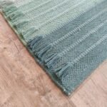 Eco-Friendly Cotton Yoga Rug | Woven Green Color Block Ashtanga Mat | Natural Non-Toxic Meditation Blanket | Washable Fitness Mat view 4