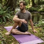 Handwoven Cotton Yoga Rug | Purple Gradient Eco-Friendly Workout Mat, Natural Non-Toxic Meditation Mat, Ashtanga Practice Rug view 3