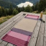 Woven Cotton Yoga Mat with Fringe, Pink & Beige Color Block Meditation Rug, Boho Eco-Friendly Ashtanga Mat, Minimalist Workout Runner view 5