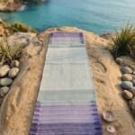 Handwoven Cotton Yoga Mat | Lavender & Mint Ombre Meditation Rug | Eco-Friendly Ashtanga Mat | Boho Woven Fitness Mat with Tassels view 6