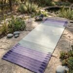 Handwoven Cotton Yoga Mat | Lavender & Mint Ombre Meditation Rug | Eco-Friendly Ashtanga Mat | Boho Woven Fitness Mat with Tassels view 4