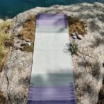 Handwoven Cotton Yoga Mat | Lavender & Mint Ombre Meditation Rug | Eco-Friendly Ashtanga Mat | Boho Woven Fitness Mat with Tassels view 8