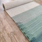 Eco-Friendly Cotton Yoga Rug | Woven Green Color Block Ashtanga Mat | Natural Non-Toxic Meditation Blanket | Washable Fitness Mat view 2