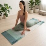 Eco-Friendly Cotton Yoga Rug | Woven Green Color Block Ashtanga Mat | Natural Non-Toxic Meditation Blanket | Washable Fitness Mat view 7