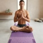 Handwoven Cotton Yoga Rug | Purple Gradient Eco-Friendly Workout Mat, Natural Non-Toxic Meditation Mat, Ashtanga Practice Rug view 5