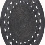 Round Black Jute Rug | Hand Braided Circle Area Rug | Boho Modern Farmhouse Decor | Scalloped Edge Natural Fiber Carpet | Custom Size view 4