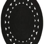 Round Black Jute Rug | Hand Braided Circle Area Rug | Boho Modern Farmhouse Decor | Scalloped Edge Natural Fiber Carpet | Custom Size view 6