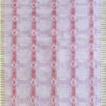 Boho Pink Geometric Diamond Rug – Striped Wool Cotton Carpet with Gold Border, Pink and Red Striped Runner Rug for Hallway or Bedroom view 9