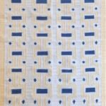 Geometric Blue & Cream Wool Area Rug for Living Room, Boho Geometric Rectangular Area Rug in Cotton Wool view 11