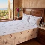 Hand Block Printed 100% Cotton Sheet Set – Lavender Floral Motif on Crisp White, Boho Artisan Bedding view 23
