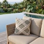 Neutral Tufted Geometric Pillow Cover | Grey & White Boho Throw Pillow | Shaggy Cotton Sofa Cushion | Rustic Living Room Decor view 4