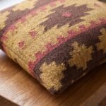 Textured Boho Accent Pillow – Brown & Mustard Aztec Tribal Woven Wool Couch Cushion view 12