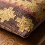 Textured Boho Accent Pillow – Brown & Mustard Aztec Tribal Woven Wool Couch Cushion view 10