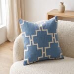 Modern Minimalist Blue Throw Pillow | Premium Cotton Geometric Cushion Cover | Chic Sofa Decor Accessory view 2