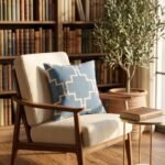 Modern Minimalist Blue Throw Pillow | Premium Cotton Geometric Cushion Cover | Chic Sofa Decor Accessory view 3