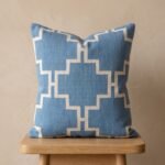 Modern Minimalist Blue Throw Pillow | Premium Cotton Geometric Cushion Cover | Chic Sofa Decor Accessory view 4