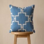 Modern Minimalist Blue Throw Pillow | Premium Cotton Geometric Cushion Cover | Chic Sofa Decor Accessory view 5
