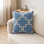 Modern Minimalist Blue Throw Pillow | Premium Cotton Geometric Cushion Cover | Chic Sofa Decor Accessory view 7