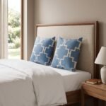 Modern Minimalist Blue Throw Pillow | Premium Cotton Geometric Cushion Cover | Chic Sofa Decor Accessory view 9